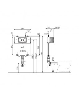 Alcaplast AM1112 Basicmodul Slim Бачок для замуровывания в стену AM1112-foto2
