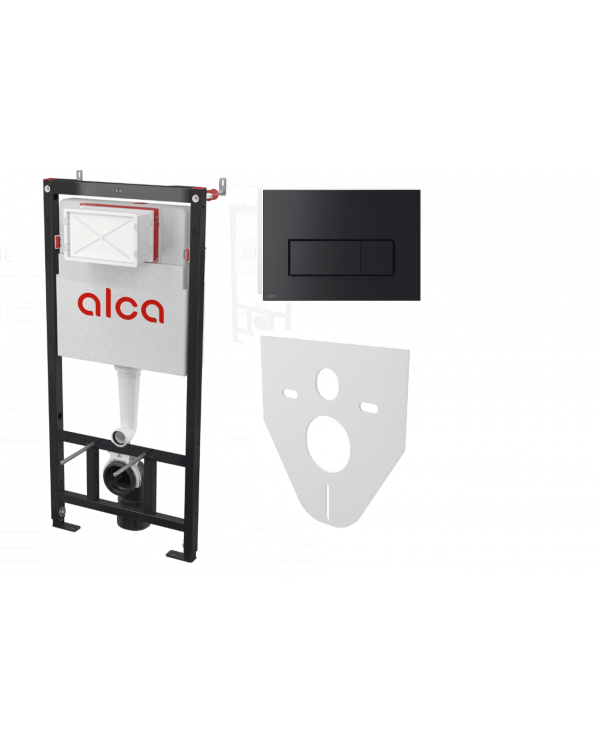 Alcaplast Set 4v1 для установки унитаза с панелью смыва черной панель смыва черного цвета AM101/1120-4:1 RU M578-0001  