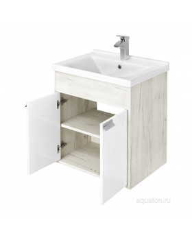 Тумба под раковину Aquaton Флай 60 белый, дуб крафт 1A237301FAX10-foto2