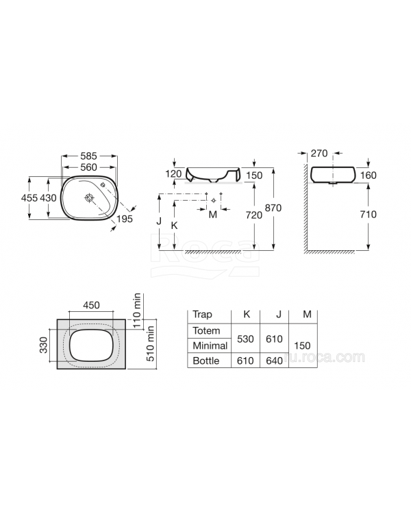 Раковина Roca Beyond 56х43 3270B8000 Раковина Roca Beyond 56х43 3270B8000