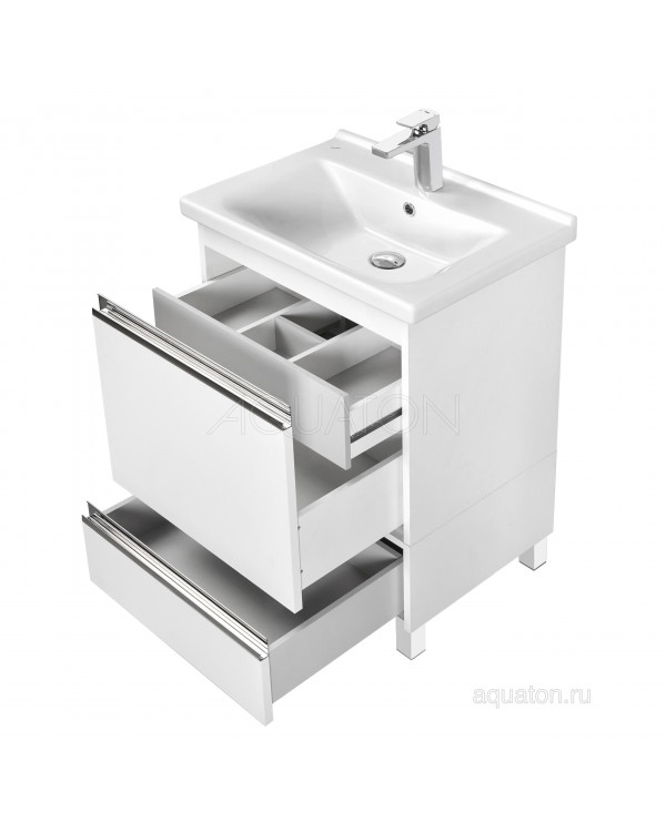 Тумба под раковину Aquaton Капри 60 белый глянец 1A230101KP010