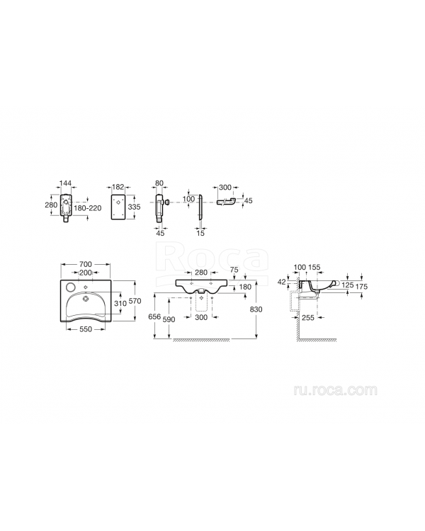 Раковина Roca Meridian 70х57 32724H000 Раковина Roca Meridian 70х57 32724H000