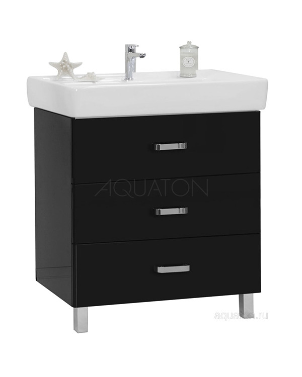 Тумба под раковину Aquaton Америна 80 М черная 1A169101AM950