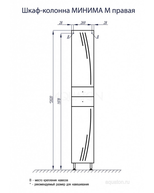 Шкаф - колонна Aquaton Минима М правая белый 1A132203MN01R
