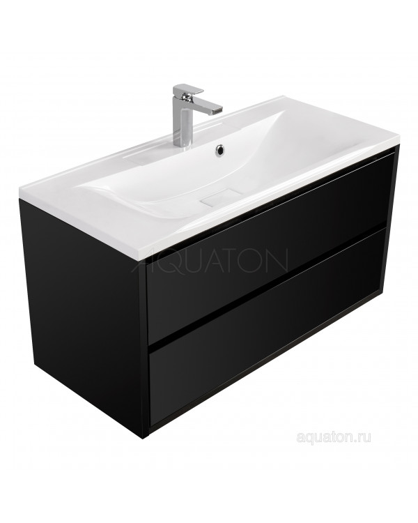 Тумба под раковину Aquaton Римини 100 черный глянец 1A234601RN950