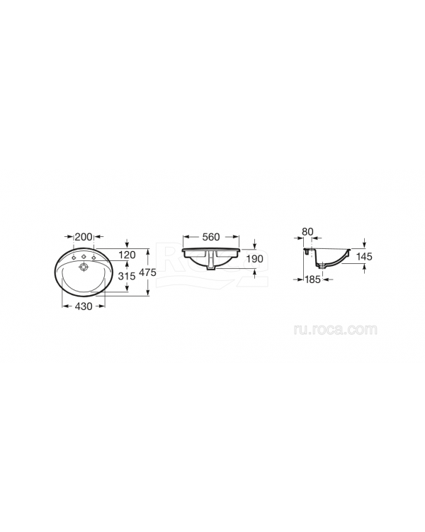 Раковина Roca Aloa 56х47 327865000 Раковина Roca Aloa 56х47 327865000