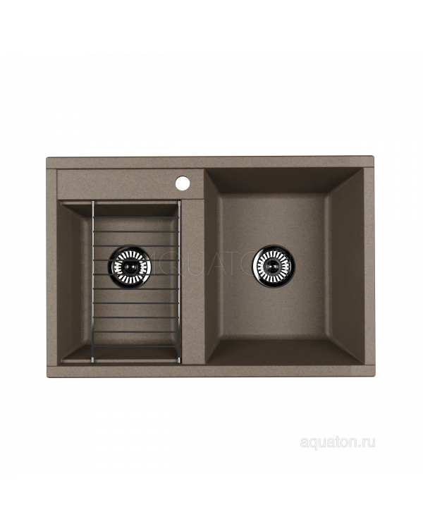 Мойка для кухни Aquaton Делия 78 DBL 2 чаши серый шелк 1A723132DE250 Мойка для кухни Aquaton Делия 78 DBL 2 чаши серый шелк 1A723132DE250