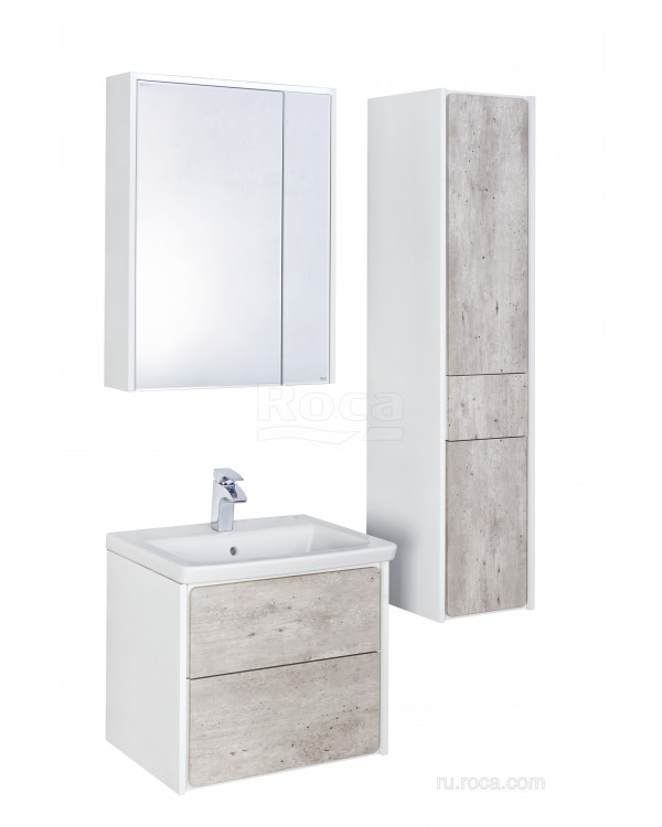 Зеркальный шкаф Roca Ronda 60 белый матовый/бетон ZRU9303007 Зеркальный шкаф Roca Ronda 60 белый матовый/бетон ZRU9303007