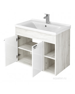 Тумба под раковину Aquaton Флай 80 белый, дуб крафт  1A237401FAX10-foto2